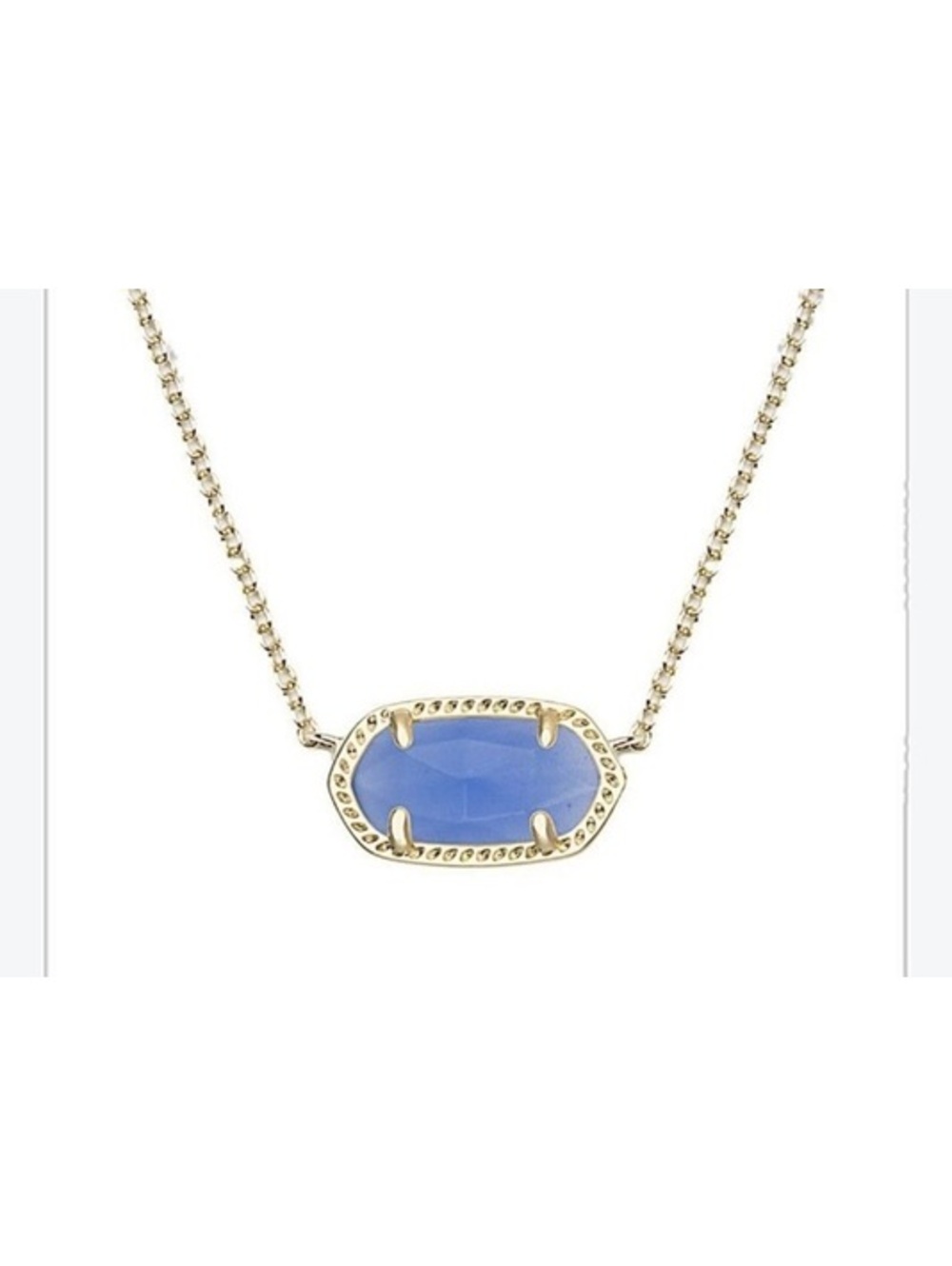 Kendra Scott Elisa Gold Necklace with Blue Chalcedony Stone